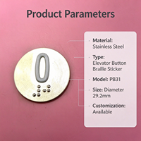 Autocollant tactile en braille pour bouton d'ascenseur en acier inoxydable, étiquette personnalisée, modèle 005, Chine, pour l'orientation publique accessible