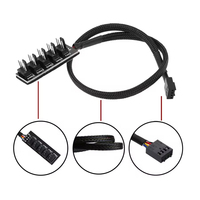 Hub de ventilateurs PWM 4/3 broches pour refroidissement CPU, adaptateur de câble d'alimentation, répartiteur gainé pour ventilateurs de boîtier d'ordinateur 1 à 5 (15,7 pouces)