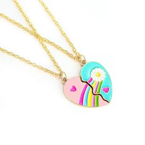 Çok Satan İyi Arkadaşlar 2'li Set Kolye Şık Alaşımlı Manyetik Kalp Şeklinde Kolye Çift ve En İyi Arkadaş Seti Hediye - Product Image 3