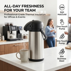 Carafe isotherme à double paroi en acier inoxydable de 3 L avec pompe, distributeur de café sous vide - Product Image 4