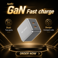 Chargeur rapide 45W PD3.1 QC3.0 Technologie GaN Conception ignifuge 2 ports Type-C - Adaptateur universel pour téléphones mobiles Montres intelligentes