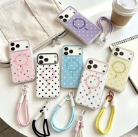 Coque Magnétique Antichoc à Pois avec Cordon pour iPhone 17 16 15 14 13 12 11 Pro Max – Vente en Gros