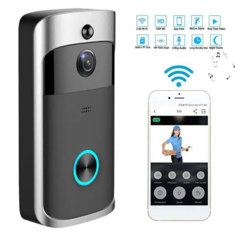 Chuông Báo Động Cctv Security Nest Smart 1080P Wifi Ring App Chuông Cửa Camera Có Màn Hình Không Dây Chuông Cửa Chống Nước