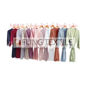 FUNG 3031 Supplier Stock Bridesmaid Gift OEM High Quality Satin Lace Robe Bridal Bathrobes