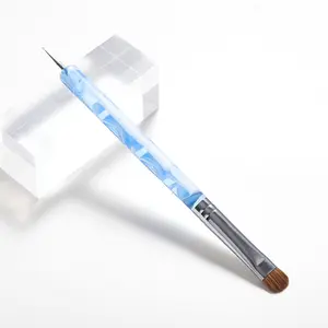 Kolinsky Sable Brush 2-Wege-Acryl Professional French Manic ure Reinigungs bürste Nail Art Brush Bend Nail Dotting Pen