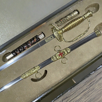 Espada Masónica de Metal Plateado de Alta Calidad, Grabada y Tallada, Juguetes de Espada de Películas Populares, Herramienta de Cosplay, Regalo de Fiesta para Niños