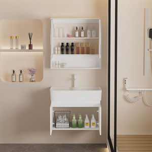 White bathroom cabinet <b>small</b>-sized smart storage <b>mirror</b> cabinet white countertop sink hanging cabinet body - Product Image 5