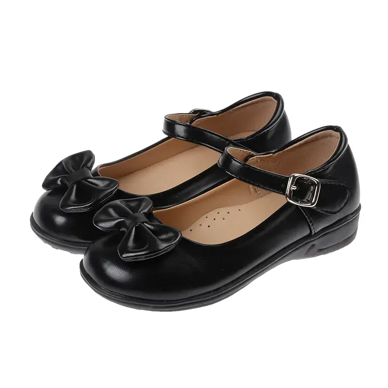Zapatos escolares para ninos Mary Jane Flats Genuine Leather Student Girls Kids Black School Shoes for Children