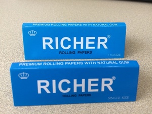 กระดาษมวนบุหรี่ RICHER บลูแพ็คเกจ ขนาดเดี่ยว พรีเมียม พร้อมกาวธรรมชาติ กระดาษทิชชูย่อยสลายได้ทางชีวภาพ - Product Image 1
