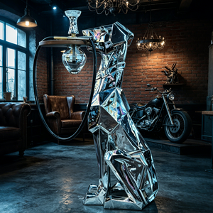 Luxury Silver Mirror Finish Dog Portable Shisha Set 100CM Resin Shisha <b>Hookah</b> Set Arabic <b>Hookah</b> Germany <b>Hookah</b> Pen In Stock - Product Image 3