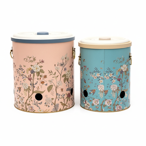 Ensemble de bacs de rangement pour pommes de terre et oignons en métal Kontensan avec motif floral bleu pastel Botanica 2 pièces 225x240mm - Product Image 2