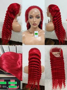 Letsfly Pelucas Frontales de Encaje 13x4 Color Rojo Borgoña 200% 18-30 Pulgadas Pelucas de Cabello Remy Liso/Ondulado Profundo 100% Cabello Humano 10A - Product Image 3