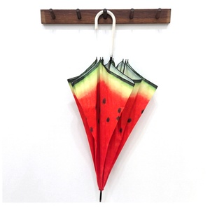 Traditional J Shape Handle Manual Open Strong Windproof 23 Inch Straight Rain <b>Umbrella</b> with Pongee Fabric and Watermelon Pattern - Product Image 3