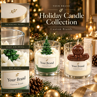 Ensemble de bougies parfumées de Noël en verre, en forme de sapin et de bonhomme en pain d'épices, en cire, pour les fêtes, vente en gros, fournisseur OEM ODM, marque privée