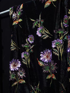Màu Đen Giá Bán Buôn Hoa Mô Hình Sequins Nhung Vải Cho Rèm Cửa Bộ Đồ Giường - Product Image 3