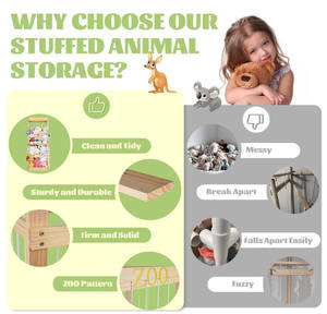 Yüksek Kaliteli Taşınabilir Peluş Hayvanat Bahçesi Peluş Hayvan Ahşap Saklama Kafesi - Product Image 4