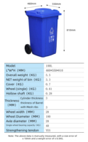 Nouveau design de grande poubelle d'extérieur en plastique 100L poubelle à toit ouvert avec pédale poubelle/poubelle en plastique vente en gros