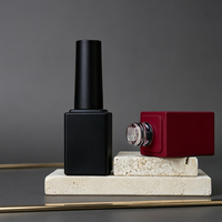 Flacon de vernis à ongles en verre mat personnalisé avec étiquette privée 14 ml avec bouchon à pinceau, style luxueux pour manucure professionnelle