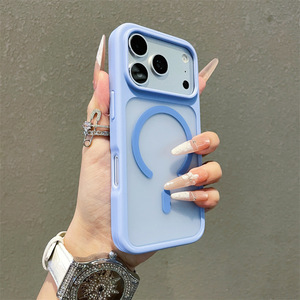 เคสแม่เหล็ก iPhone 18 Pro แบบมีตัวป้องกันกล้อง สัมผัสนุ่มเหมือนผิวหนัง สีฟ้า สำหรับ iPhone 18 Pro - Product Image 1