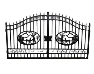 Fábrica fornecimento Design melhor preço ao ar livre grande luxo ferro forjado portão para personalização pintura cores metal portões ferro forjado