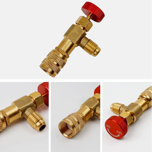 Válvula de seguridad de flúor para aires acondicionados, rojo y azul, R22 a R410a/R32, válvula de apertura de adición de líquido, herramienta de refrigeración - Product Image 5