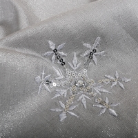 OWENIE flocons de neige paillettes de soie argent brodées décoration de table de dîner tissu personnalisé serviettes de noël ensemble de 4