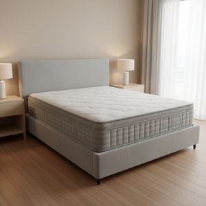 Cadre de lit capitonné en velours gris clair, taille California King, style moderne et confortable - Product Image 2