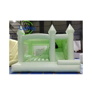 Kids Inflatable Wedding Bouncer Combo Slide Bouncer Inflatable Air Jumping White Bounce House With Slide