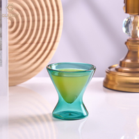 Tasse à café en verre à double paroi vert paon 90 ml, tasse à espresso, tasse à cappuccino, tasse à thé en verre pour hôtel, café, bar