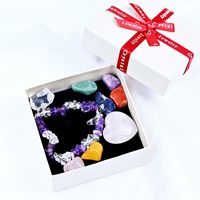 Coffret Cadeau Tendance Mode en Cristal Naturel avec Gravure Personnalisable, Bracelet et Pierres Roulées Cœur pour Guérison Énergétique