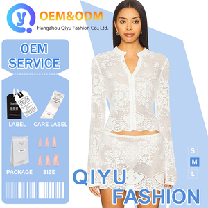 2026 QY OEM Giacca Estiva da Donna Personalizzata, Design Casual alla Moda, in Maglia con Fori in Pizzo, per Spiaggia e Tempo Libero - Product Image 1