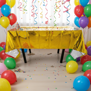 Factory Direct Birthday Decoration Disposable <strong>Table</strong> Covers Plastic Waterproof Aluminum Foil Party <strong>Table</strong> <strong>Cloths</strong> - Product Image 1