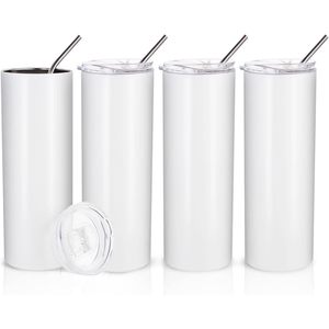 White Stainless Steel Vacuum Tumblers 20 Oz 6-12 Hours Thermal Insulation Boiling Water Safe Portable <b>Lids</b> <b>Straws</b> for Travel - Product Image 1