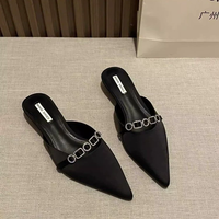 Nouveau grande taille 35-43 femmes élégantes sandales à bout pointu plat avec demi-chaussures pointues doux pantoufles à talons courts sandales diapositives