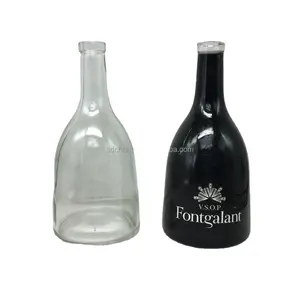 बड़ी क्षमता 3000 ml बड़ा पेट काले विसारक शराब कांच की बोतल गर्म मुद्रांकन वोदका की बोतल व्हिस्की की बोतल
