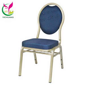 YC-ZL10-05 Blue Round Back Aluminum champagne <strong>Silver</strong> Hotel Banquet <strong>Chair</strong> - Product Image 1