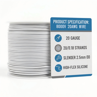 Fil de silicone 20AWG 0,5 mm² 8000V haute tension, câble d'alimentation souple en cuivre étamé multibrin de calibre 20 pour la détection BESS et les tests HV