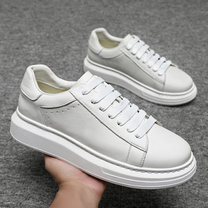 <span class=keywords><strong>Sneakers</strong></span> Classiche in Pelle di Vacchetta Bianca da <span class=keywords><strong>Uomo</strong></span> con <span class=keywords><strong>Suola</strong></span> Spessa per Aumentare l'Altezza, Ideali per Business Casual e Pendolarismo Quotidiano - Product Image 5