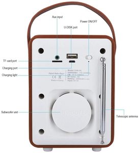 <span class=keywords><strong>Radio</strong></span> <span class=keywords><strong>FM</strong></span> portable DAB/DAB + avec haut-parleur Blue Tooth et lecteur de carte SD, préréglage des stations de support du lecteur MP3 - Product Image 5
