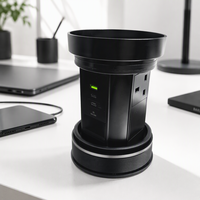 Prise de courant escamotable PD65W USB-C noire intégrée au comptoir en marbre, montage ultra-plat, pour cuisine