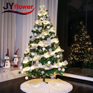 Arbre de Noël artificiel floqué blanc de qualité supérieure JY, taille moyenne, avec lumières LED multicolores personnalisées, fabriqué en usine - Product Image 6