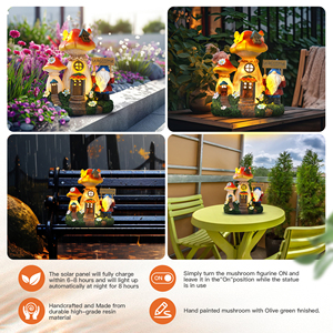 ตุ๊กตาโนมตกแต่งสวนสำหรับเป็นของขวัญ งานฝีมือเรซิ่น บ้านนางฟ้า ตุ๊กตาคนแคระกลางแจ้งพร้อมบ้านเห็ดสำหรับจัดสวน ตกแต่งภูมิทัศน์ ไฟพลังงานแสงอาทิตย์ - Product Image 6