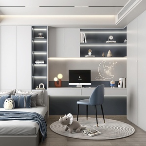 China Light Luxury Design Tatami Style Dormitorio Cama de madera con armario <span class=keywords><strong>Muebles</strong></span> Madera flotante para la decoración del hogar - Product Image 1