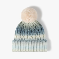 Bonnet d'hiver en tricot doublé polaire épais, couleur dégradée, chaud, pour temps froid, décontracté, pour activités de plein air et neige