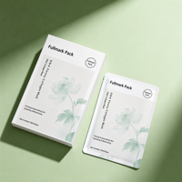 Sachet cosmétique personnalisé à trois soudures pour emballage de masques faciaux, pochette plate en PET/PE avec encoche de déchirement