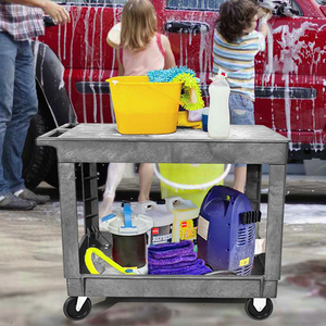 Office School Mail Room Use Resist Dents Corrosion Utility <strong>Carts</strong> Deep Lipped Flush Plastic Shelves <strong>Cart</strong> - Product Image 5