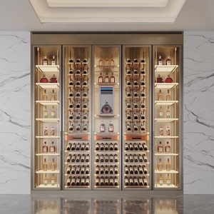 Estante de exhibición de vino de temperatura constante de diseño moderno gabinete de vino de acero inoxidable 304 para bar restaurante - Product Image 1