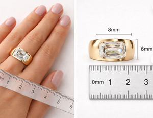 Anillo de Diamantes de Laboratorio Alargados de 3 Quilates, Corte East West |   Anillo de compromiso de lujo con banda de oro rosa audaz |   Despedida de Soltera de Inspiración Vintage - Product Image 3