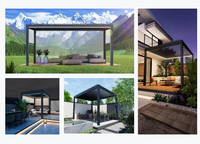Pergola de luxe Yimu en alliage d'aluminium avec toit à lamelles, imperméable, finition thermolaquée, personnalisable, motorisée, pour extérieur