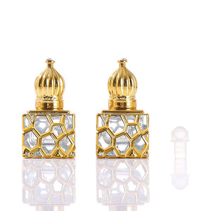 Sang Trọng Vàng Arabic Nước Hoa 10Ml Rỗng Vuông Thủy Tinh Cuộn Trên Tinh Dầu Con Lăn Chai Với Màn Hình In Thiết Kế - Product Image 1